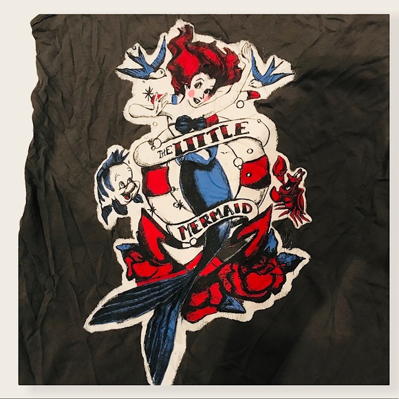 Disney Little Mermaid Vintage Distressed Gothic/Biker Teen Cartoon Light TankTop - Picture 2 of 5